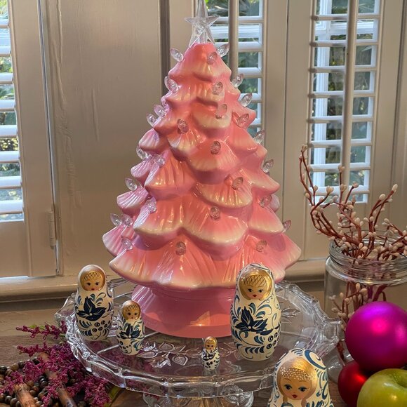 14" Lit Nostalgic --Safe Acrylic! Tree-NEW- Gorgeous Kitch Retro! - Picture 3 of 16